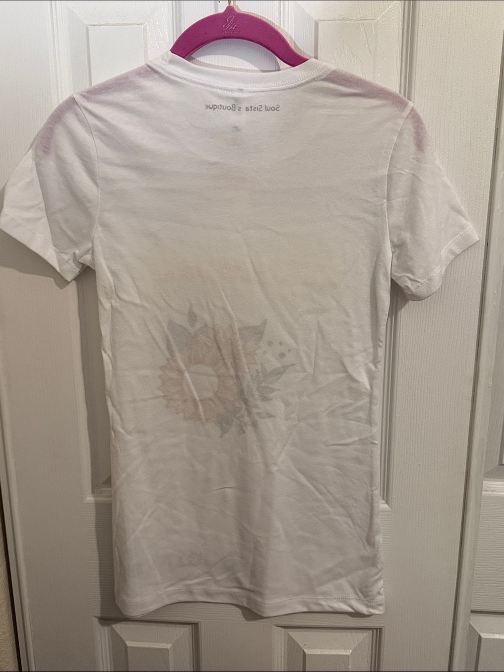 Bella Canvas White Tee with Yellow Sunflower Graphic - Picture 5 of 5